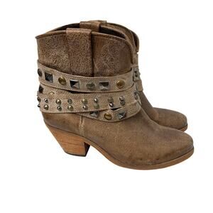 Circle G Booties Womens Size 8 M Brown Western Studded Block Heel Ankle